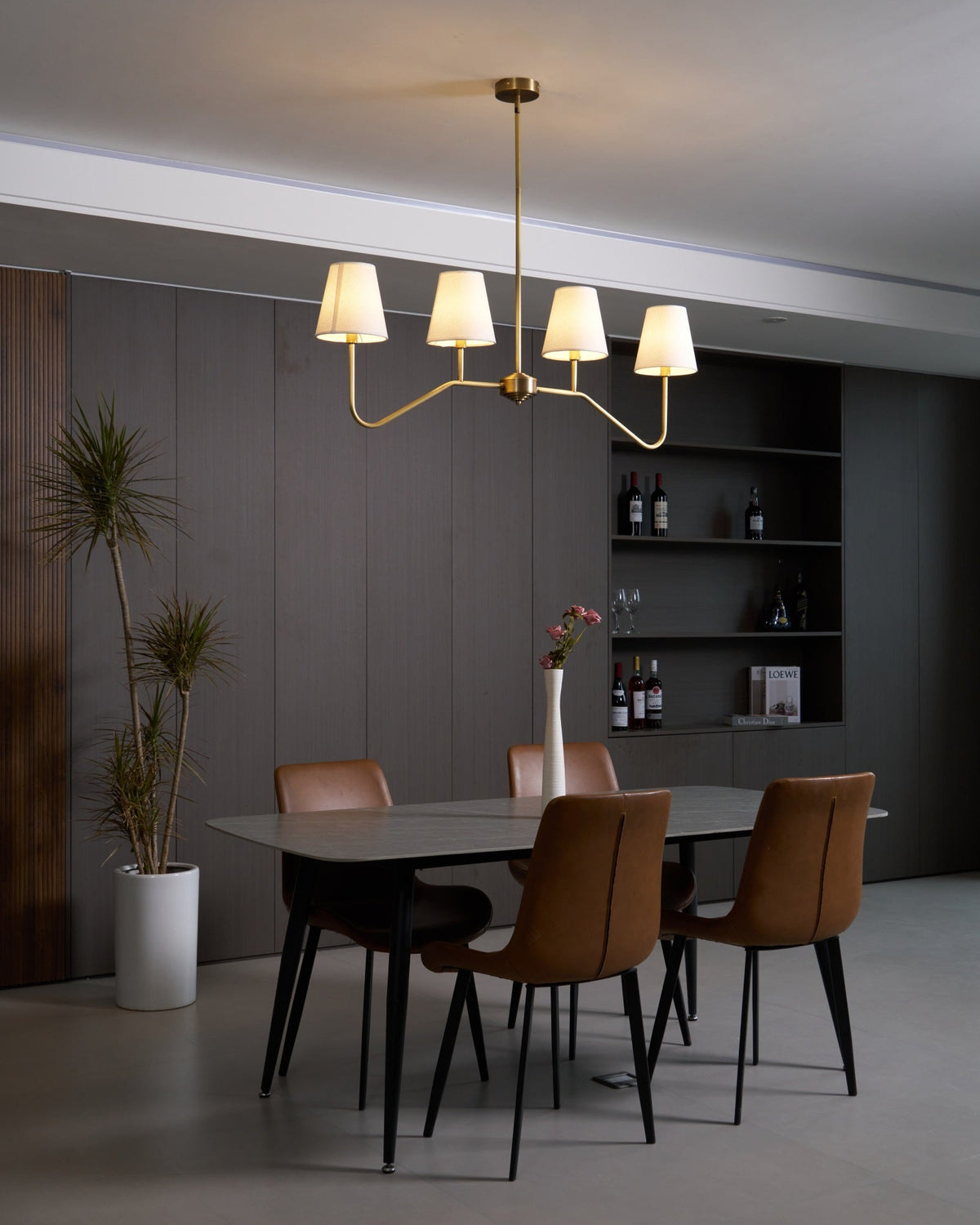 Oriinissa Kronleuchter Messing gebogen Beige linear