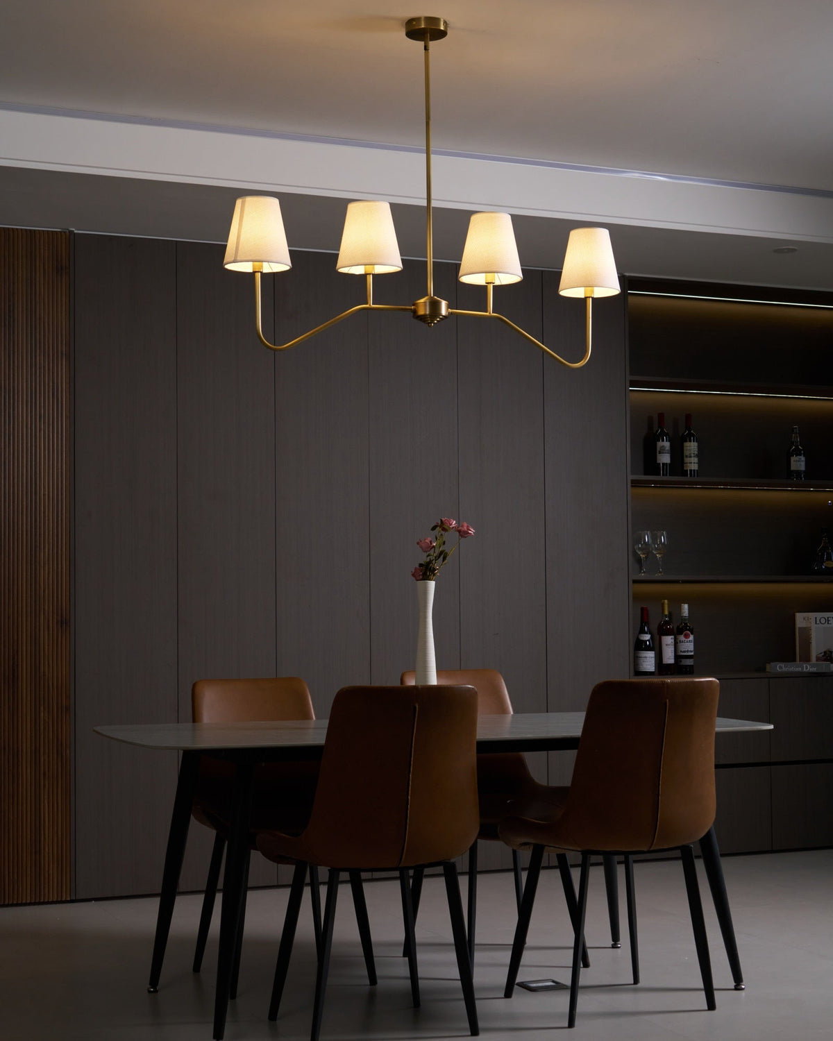 Oriinissa Kronleuchter Messing gebogen Beige linear
