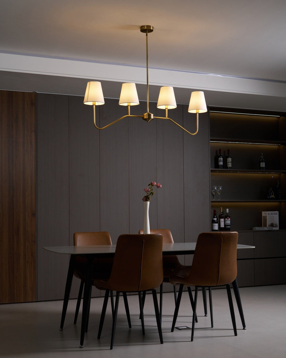 Oriinissa Kronleuchter Messing gebogen Beige linear
