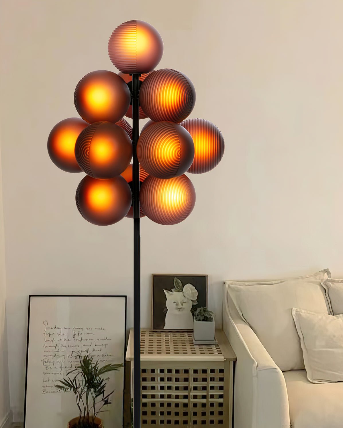 Nyrain Stehleuchte Pendelleuchte aus Glas in künstlerischem Design