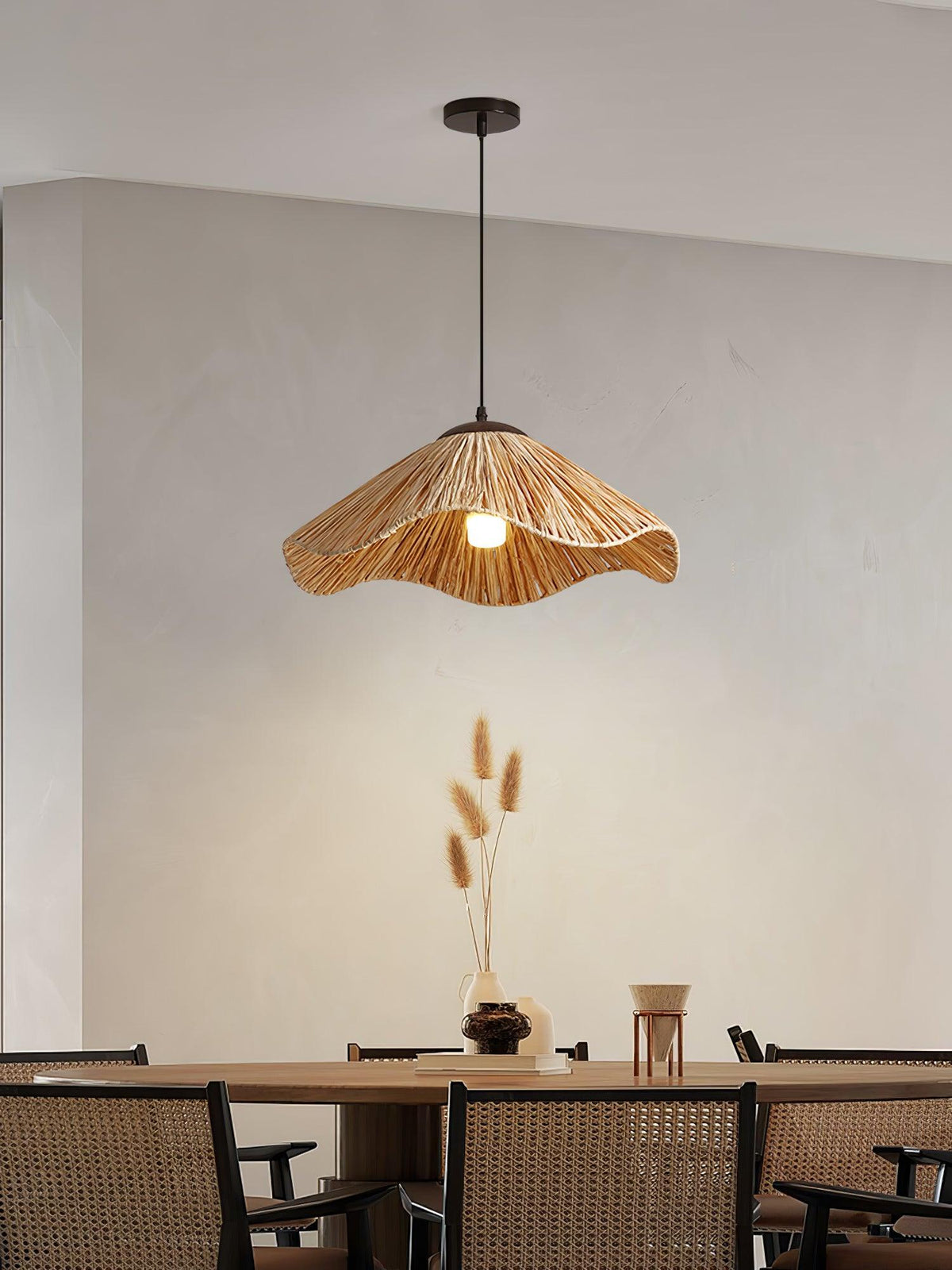 Falinor Pendelleuchte aus Stroh im Boho-Stil
