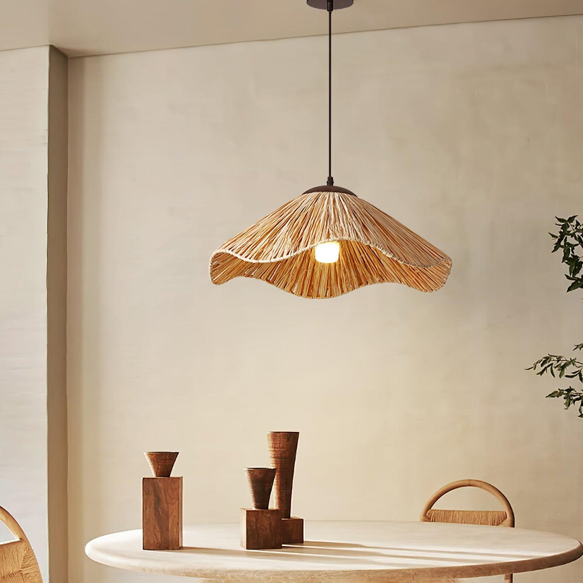 Falinor Pendelleuchte aus Stroh im Boho-Stil