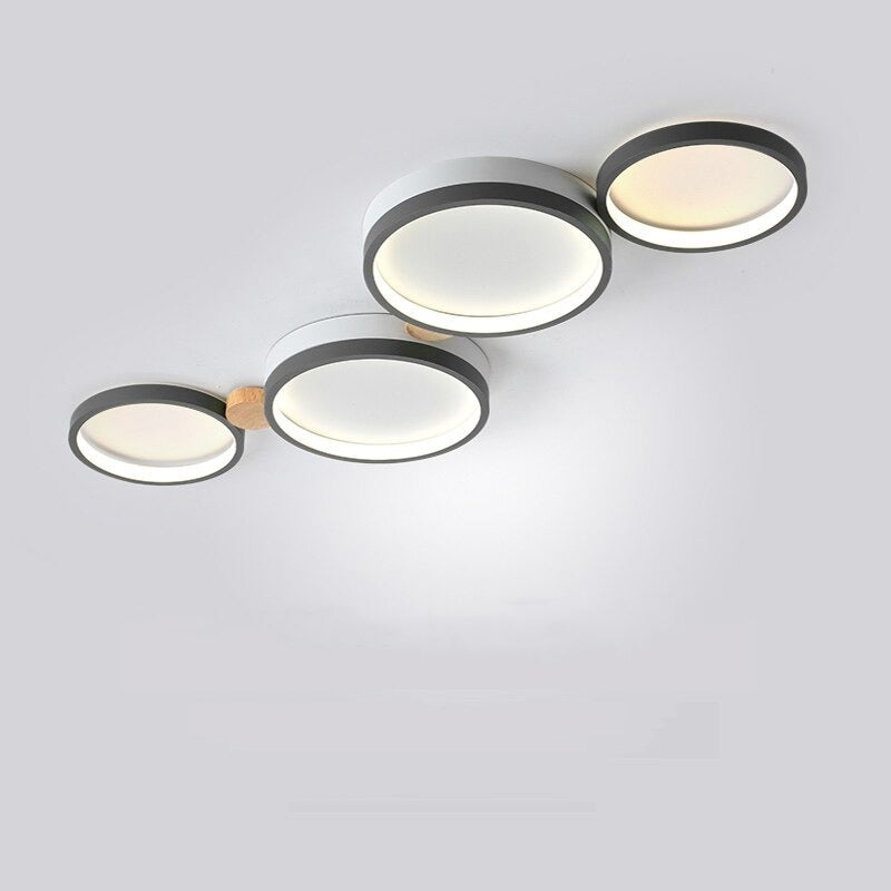Muto Deckenleuchte Rund Modern LED Weiß/Grau/Grün, Wohnzimmer, Holz