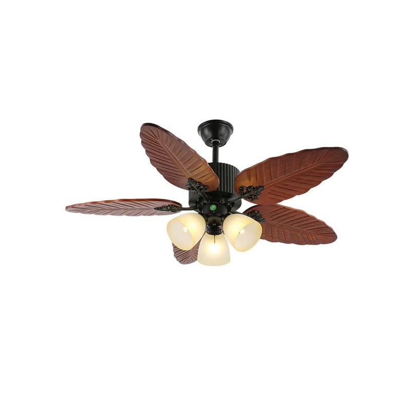 Syleelle Tropical Holz Glas Deckenventilator mit Beleuchtung