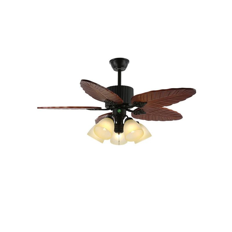 Syleelle Tropical Holz Glas Deckenventilator mit Beleuchtung