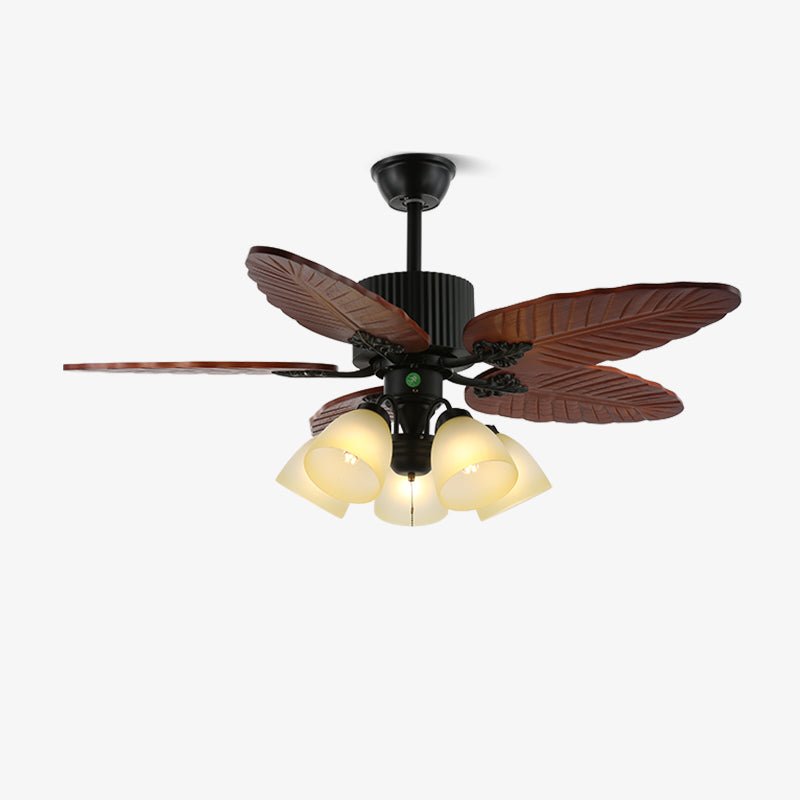 Syleelle Tropical Holz Glas Deckenventilator mit Beleuchtung