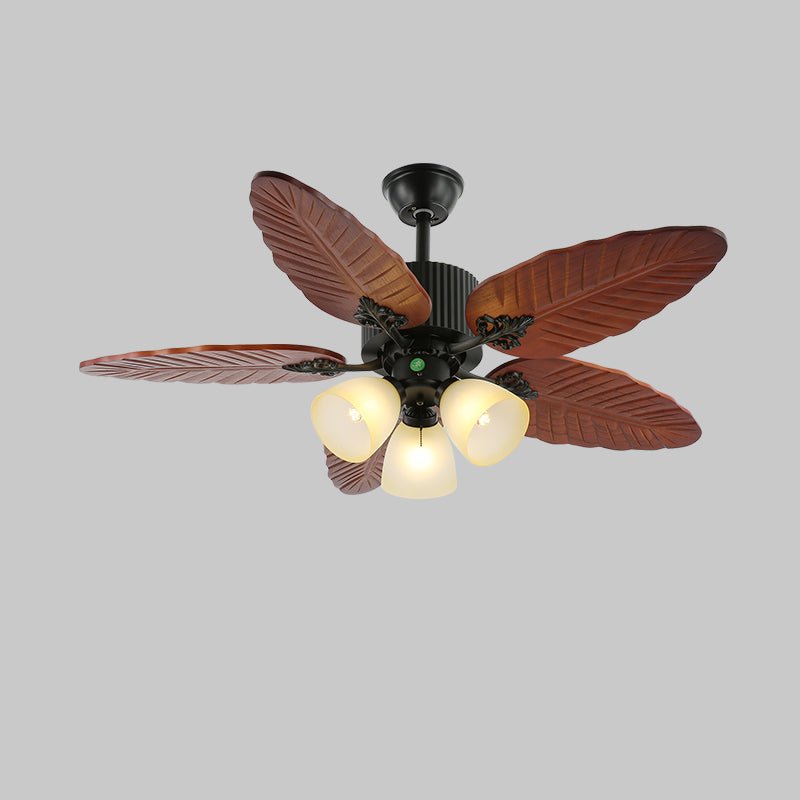 Syleelle Tropical Holz Glas Deckenventilator mit Beleuchtung