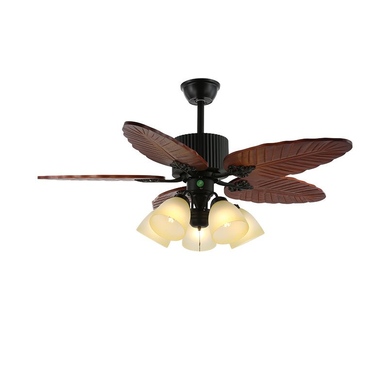 Syleelle Tropical Holz Glas Deckenventilator mit Beleuchtung
