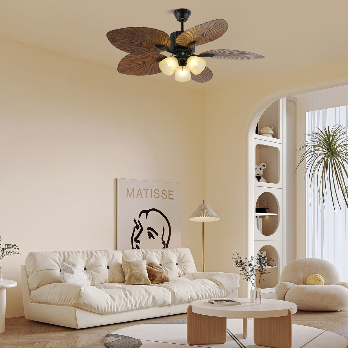 Virel Tropisches Holz Deckenventilator mit Beleuchtung