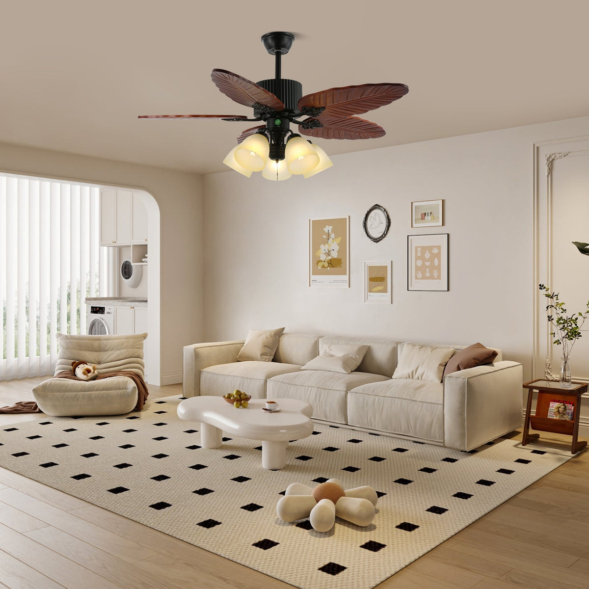 Virel Tropisches Holz Deckenventilator mit Beleuchtung