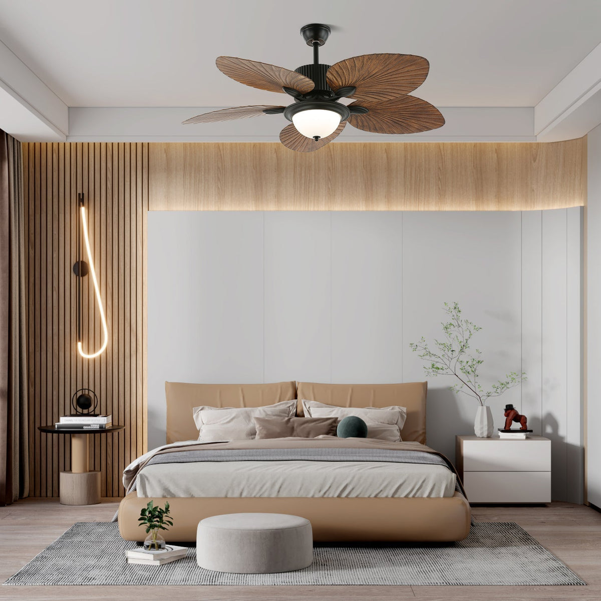 Virel Tropisches Holz Deckenventilator mit Beleuchtung