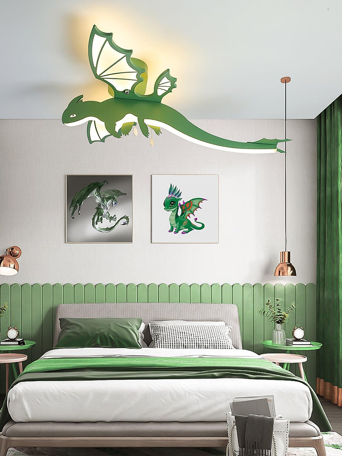 Miriora Deckenleuchte Grün Dinosaur LED