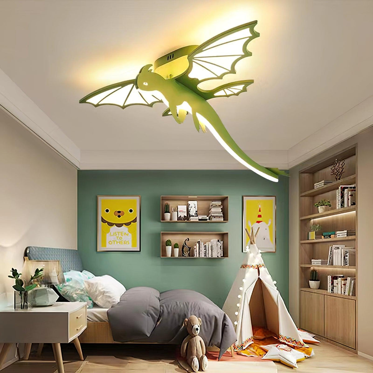 Miriora Deckenleuchte Grün Dinosaur LED