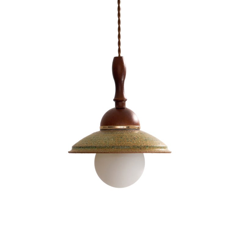 Macell Pendelleuchte aus Holz und Keramik im nordischen Kunststil