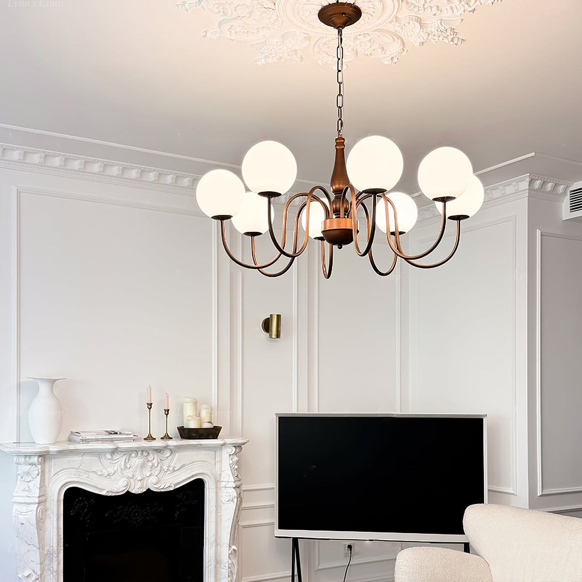 Grelor Kronleuchter Kupfer & Glas Grove Ball
