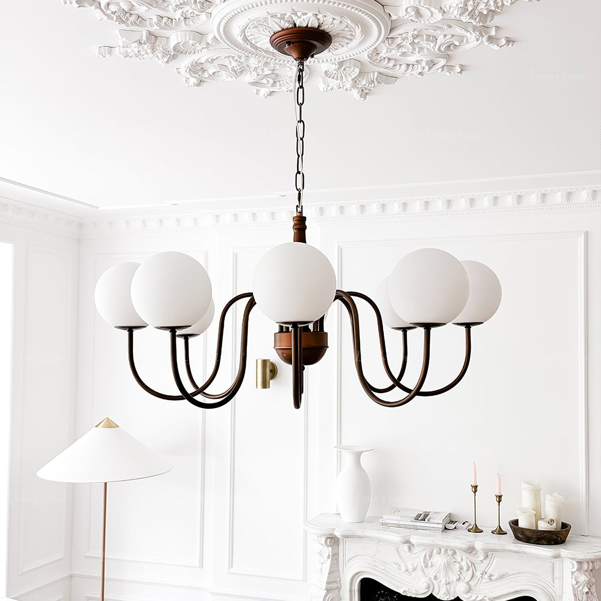 Grelor Kronleuchter Kupfer & Glas Grove Ball