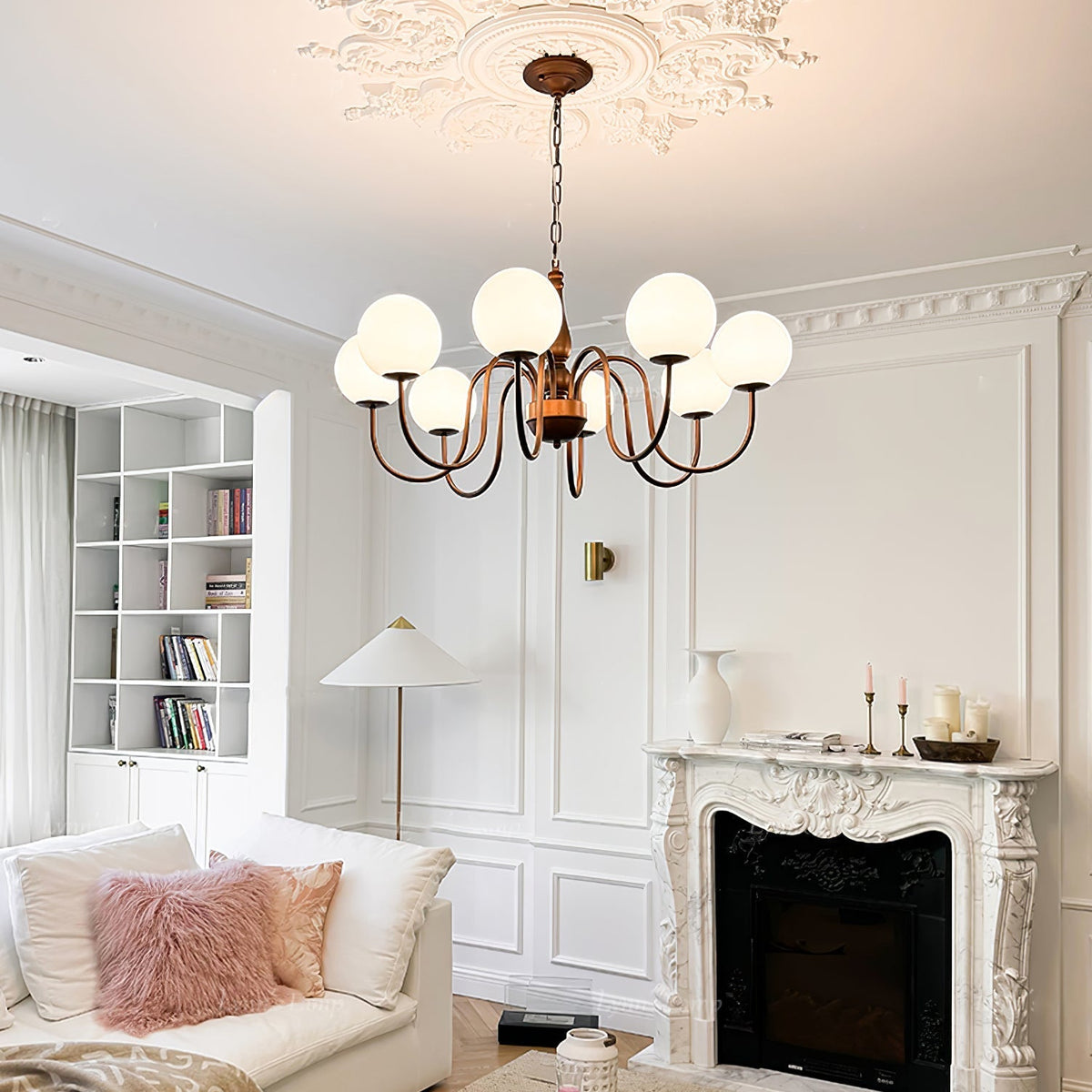 Grelor Kronleuchter Kupfer & Glas Grove Ball