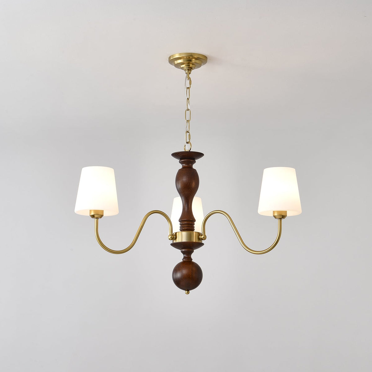 Vivena Kronleuchter Messing Holz Rustikaler Vintage-Stil