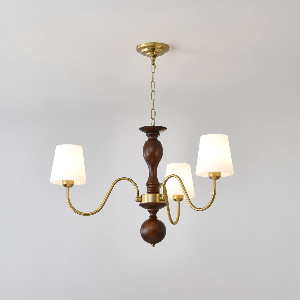 Vivena Kronleuchter Messing Holz Rustikaler Vintage-Stil