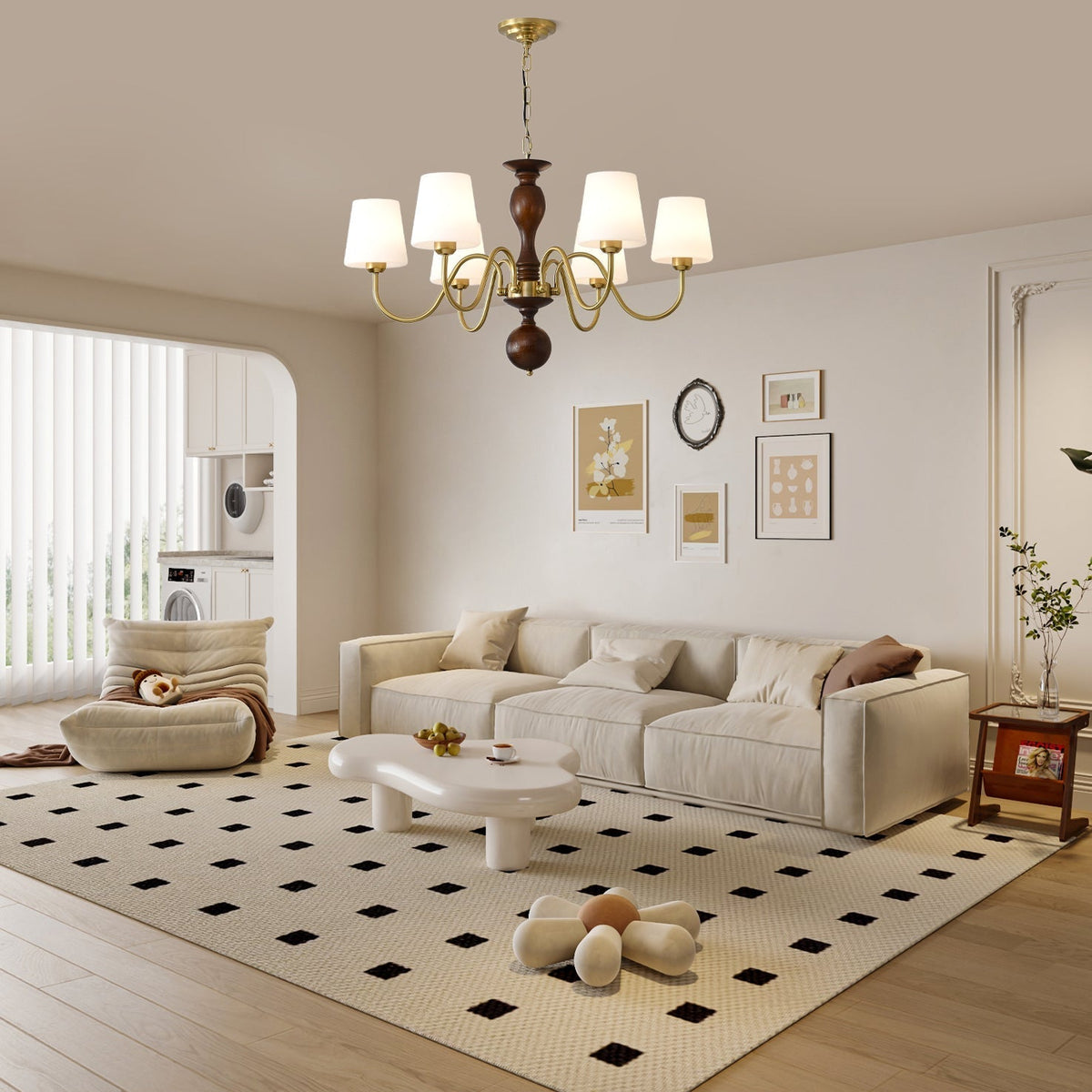 Vivena Kronleuchter Messing Holz Rustikaler Vintage-Stil