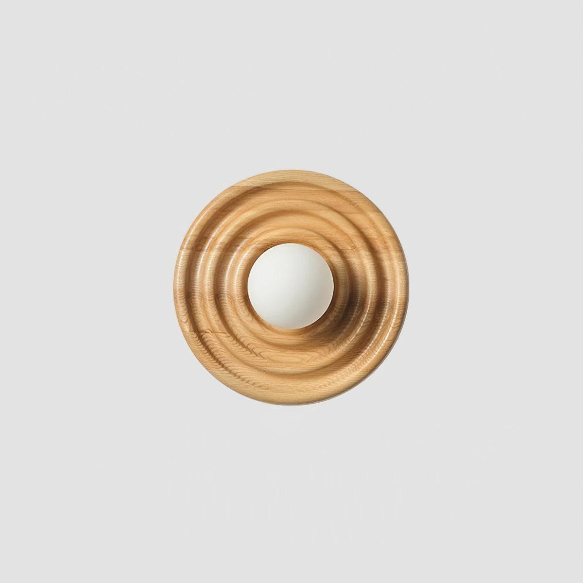 Aldinise Wandleuchte Ripple mit Erlenholzkörper und Kugellampenschirm aus Glas