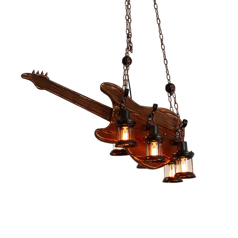 Elvisette Pendelleuchte Gitarrenform aus Holz im Vintage-Stil