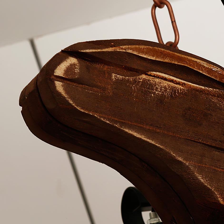 Elvisette Pendelleuchte Gitarrenform aus Holz im Vintage-Stil