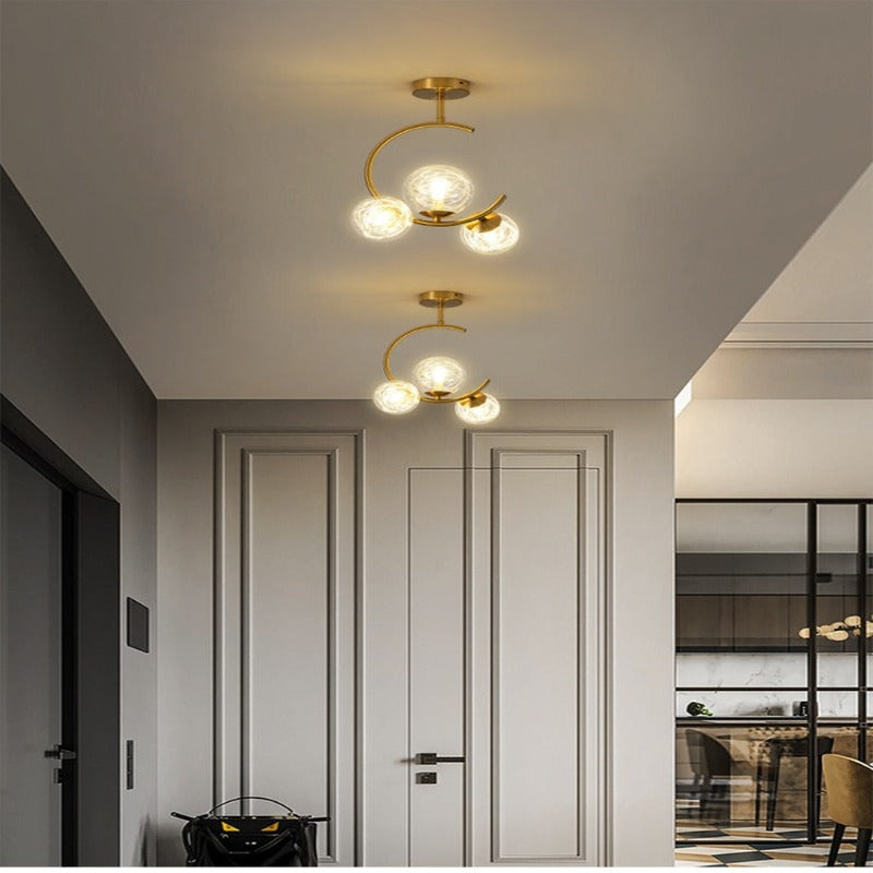Valentina Moderne LED Deckenleuchte Esszimmer/Arbeitszimmer Gold Glas