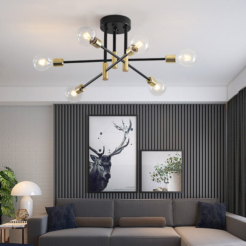 Valentina Modern Deckenleuchte Kugel Wohnzimmer Schlafzimmer Scharz/Gold Metall