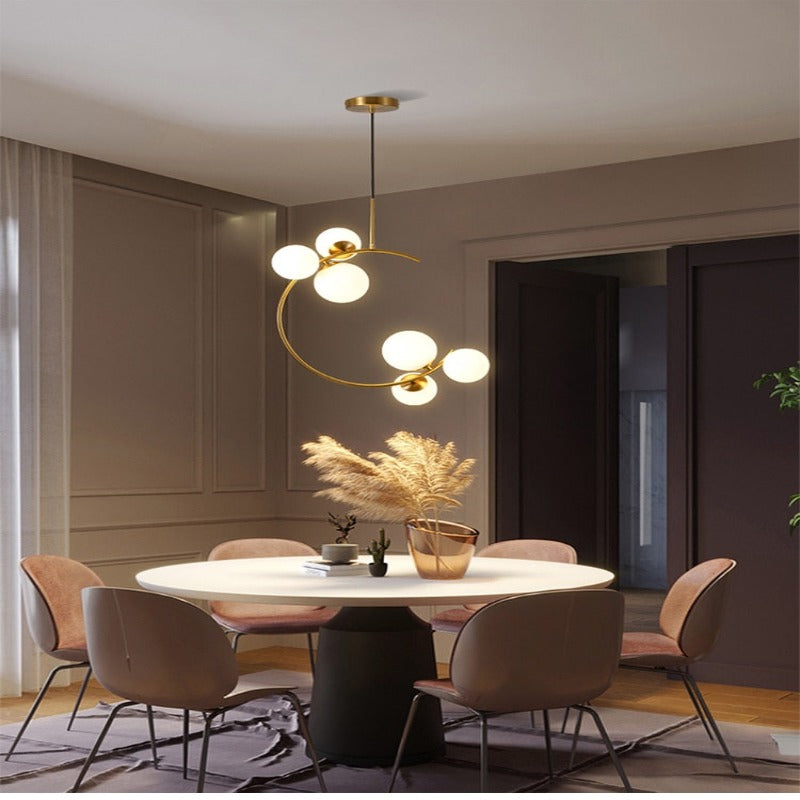 Valentina Moderne LED Deckenleuchte Esszimmer/Arbeitszimmer Gold Glas