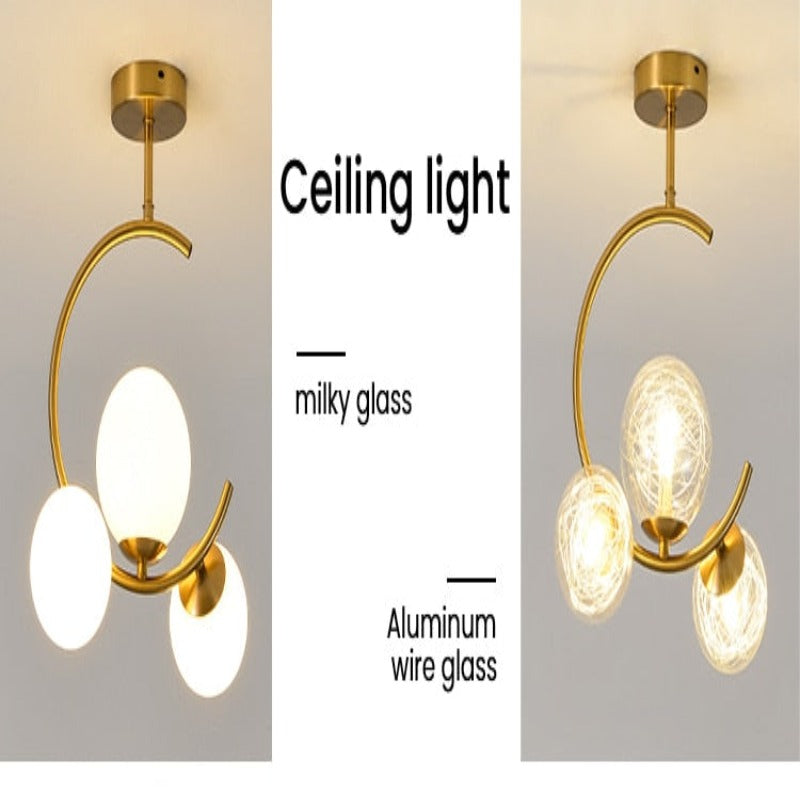 Valentina Moderne LED Deckenleuchte Esszimmer/Arbeitszimmer Gold Glas