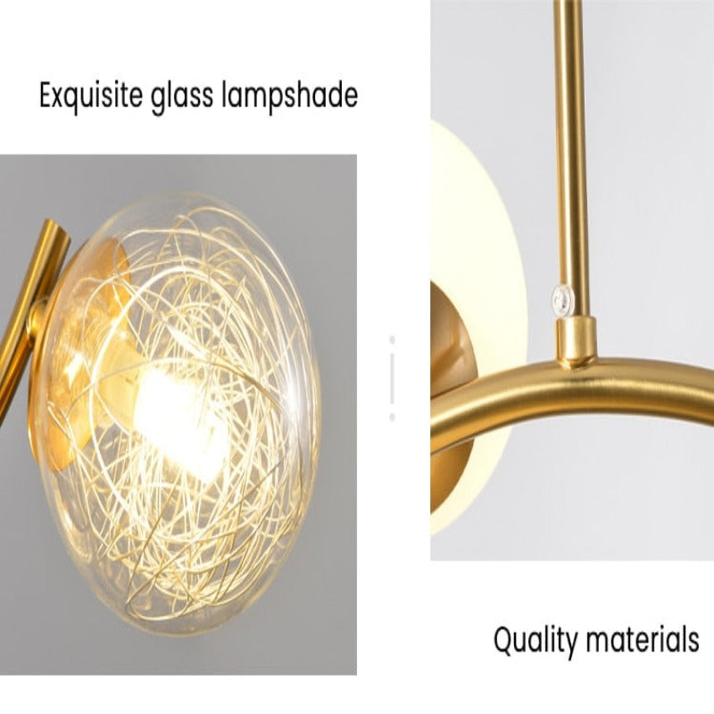 Valentina Moderne LED Deckenleuchte Esszimmer/Arbeitszimmer Gold Glas