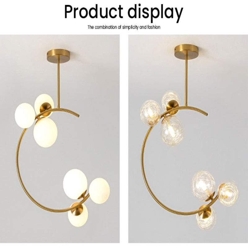 Valentina Moderne LED Deckenleuchte Esszimmer/Arbeitszimmer Gold Glas