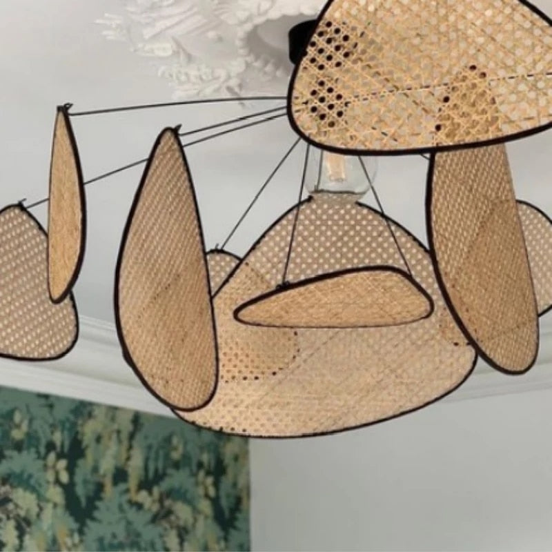 Ritta Leaf Grid Rural Handmade Rattan Pendelleuchte