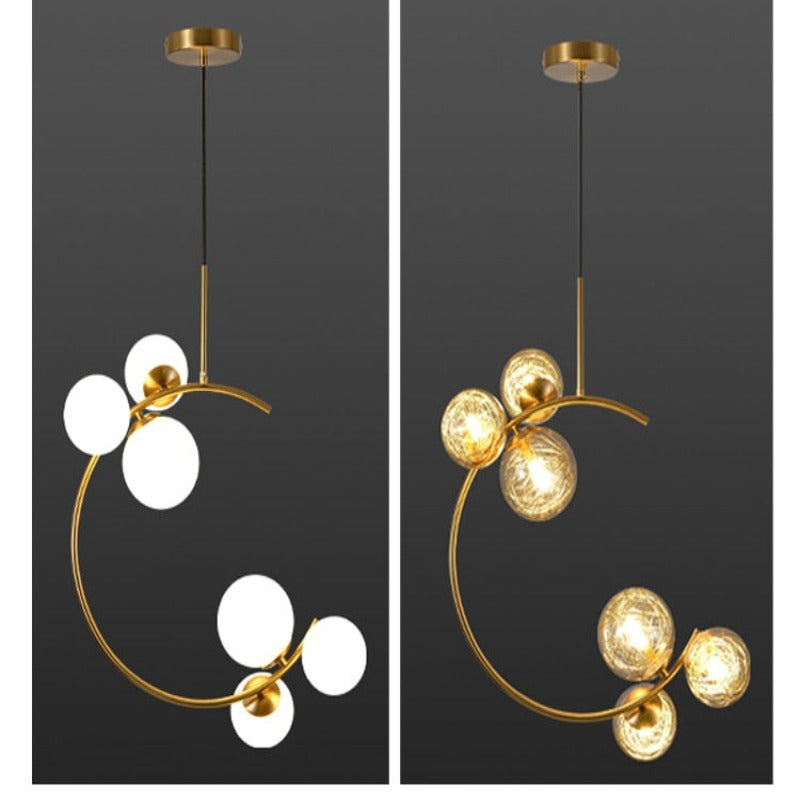 Valentina Moderne LED Deckenleuchte Esszimmer/Arbeitszimmer Gold Glas