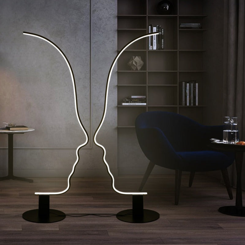 Arisha Minimalistisch   Stehlampe mit menschlichem Gesichtsprofil und Bogen Linear