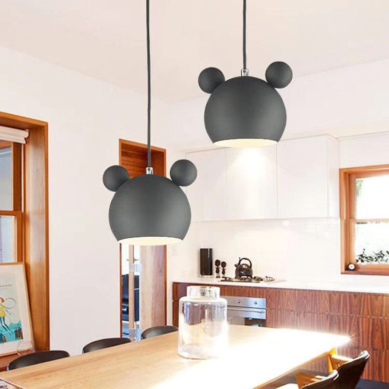 Valentina Modern Kreativer Mickey LED Pendelleuchter Schwarz/Grün/Rosa/Weiß/Grau Ess/Schlaf/Wohnzimmer Eisen
