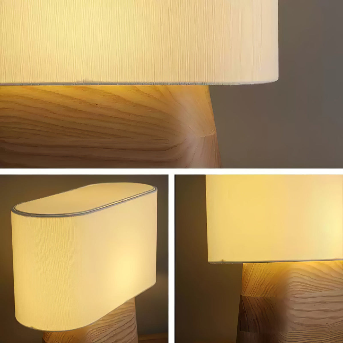 Grashen Tischleuchte aus Holz und Stoff