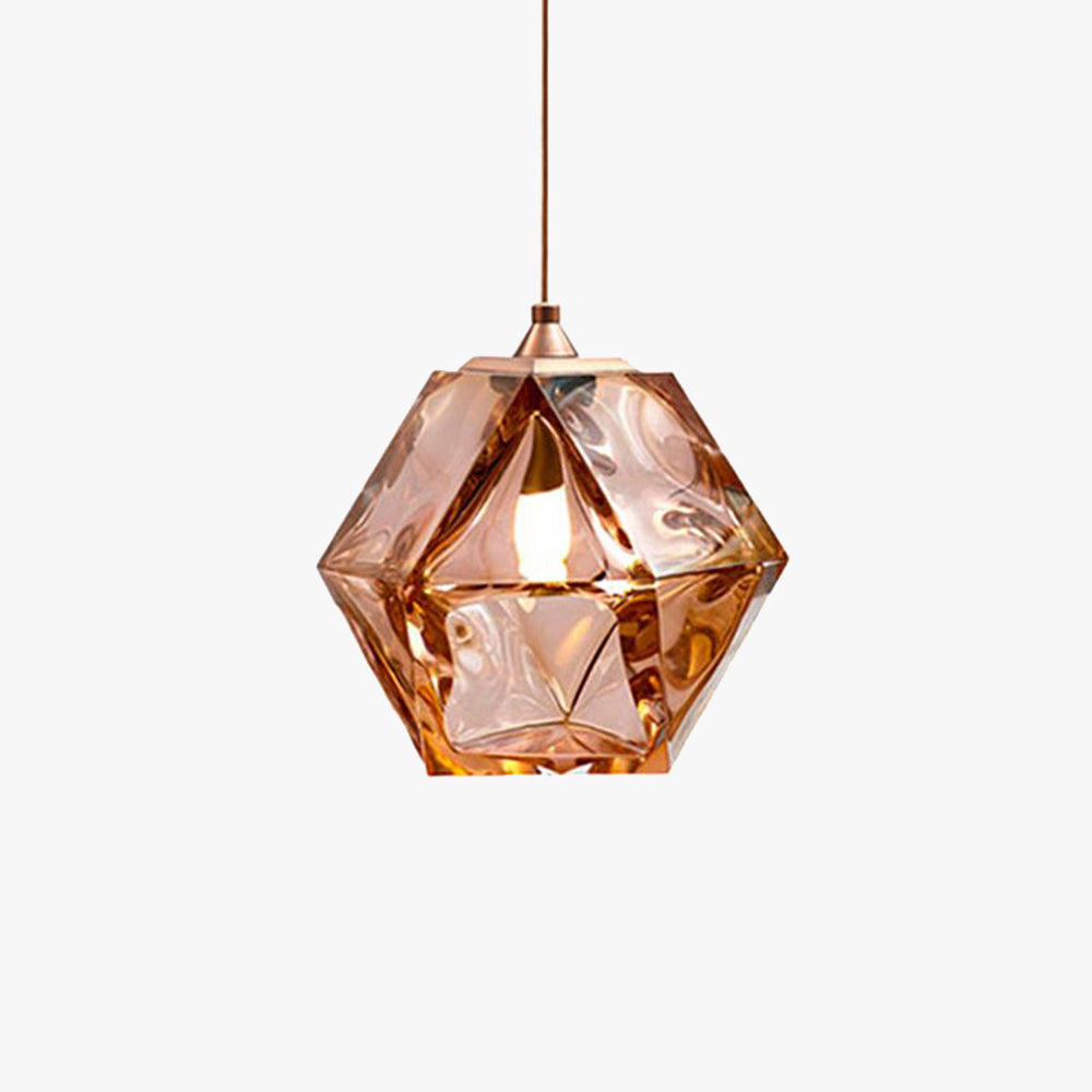 Valentina Modern Glas Pendelleuchte mit mehreren Polygonen, Weiß/Rauchgrau/Rosagold