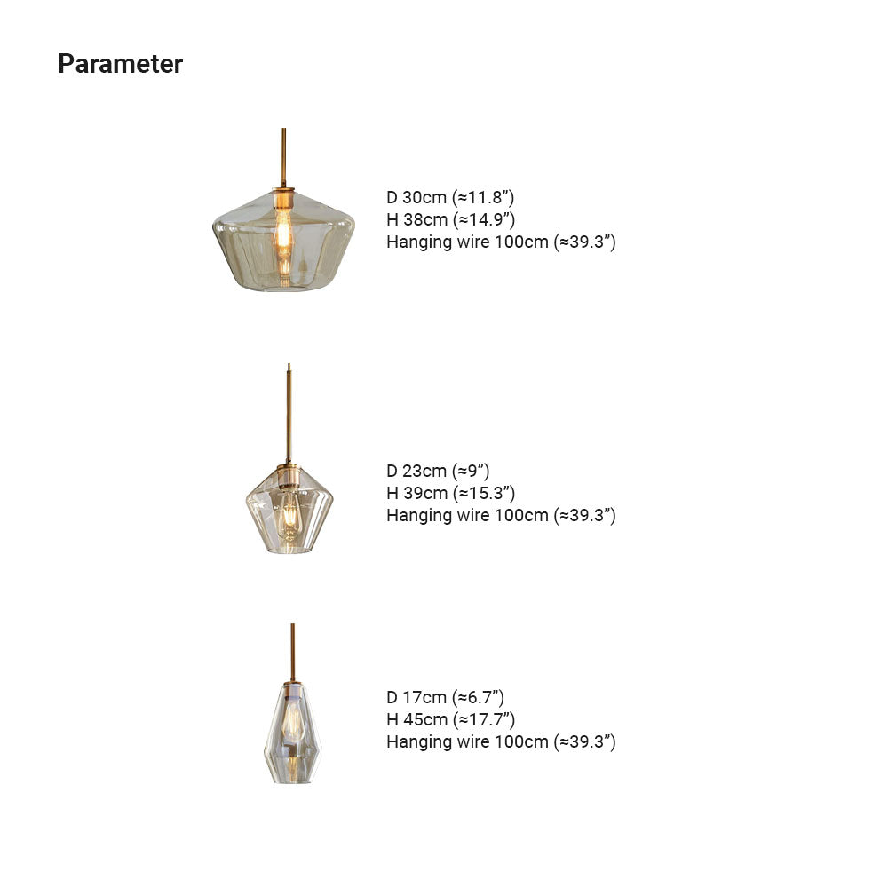 Valentina Moderne Pendelleuchte, Glas, Klar/Bernstein, Schlafzimmer