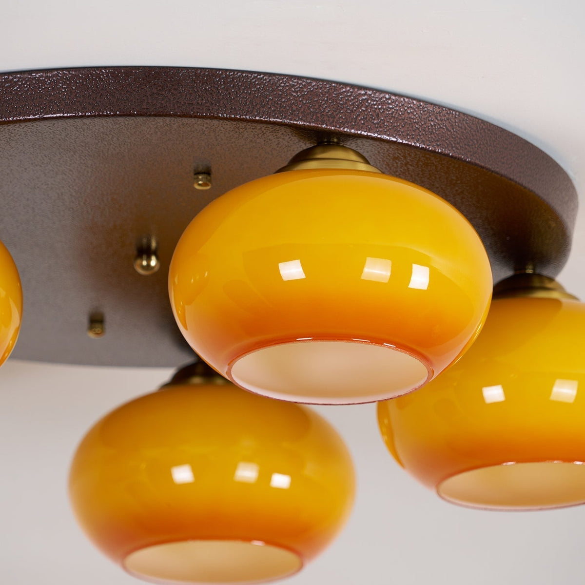 Luno 5-Light Bernsteinfarbenes Glas flache Deckenleuchte