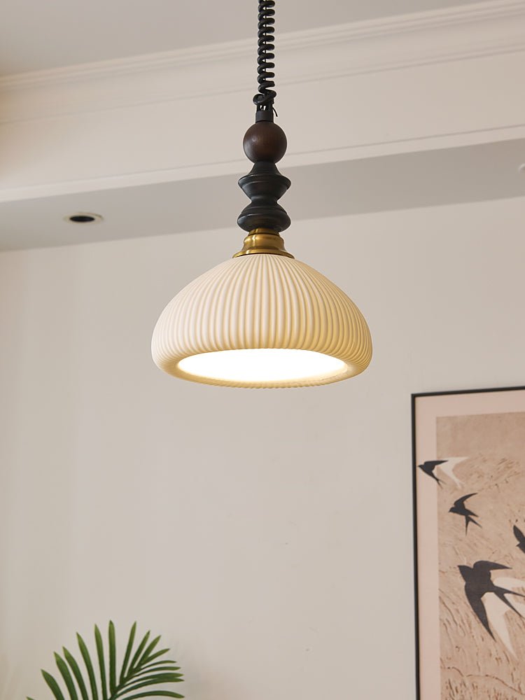 Halcyon zeitgenössische minimalistische Bogen-Holz-Pendelleuchte