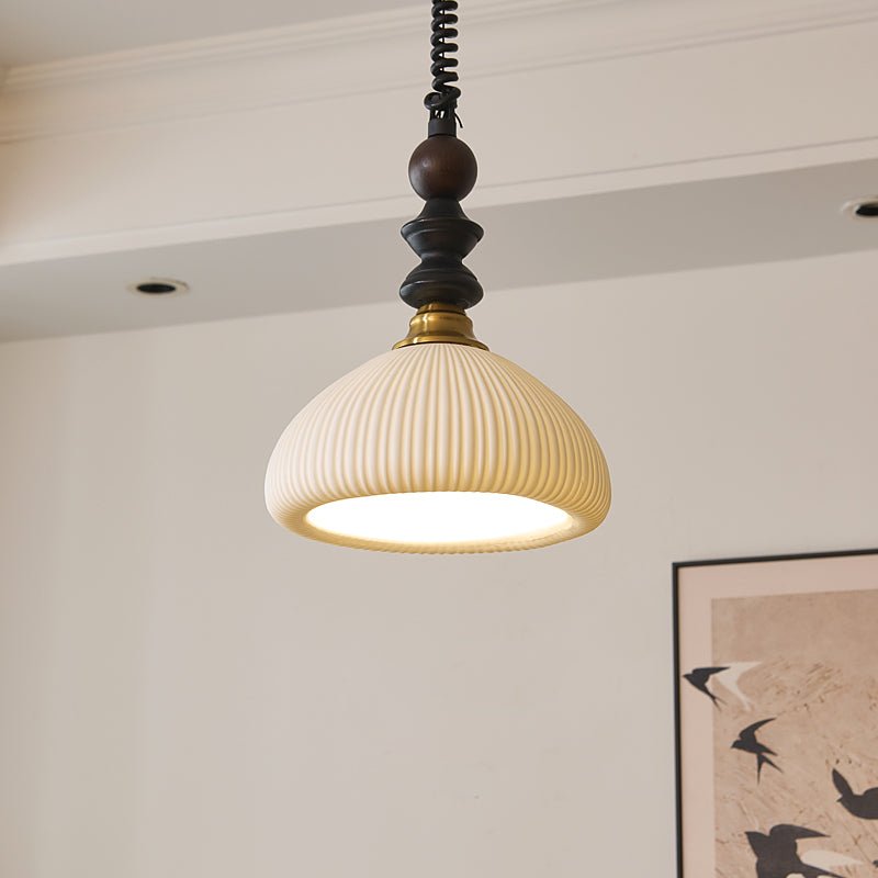 Halcyon zeitgenössische minimalistische Bogen-Holz-Pendelleuchte