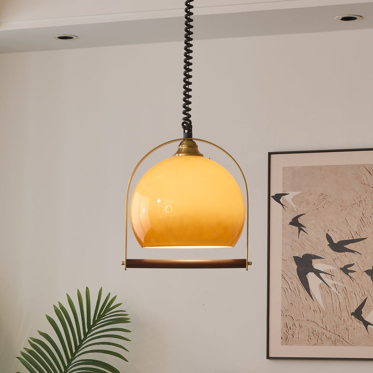 Halcyon zeitgenössische minimalistische Bogen-Holz-Pendelleuchte