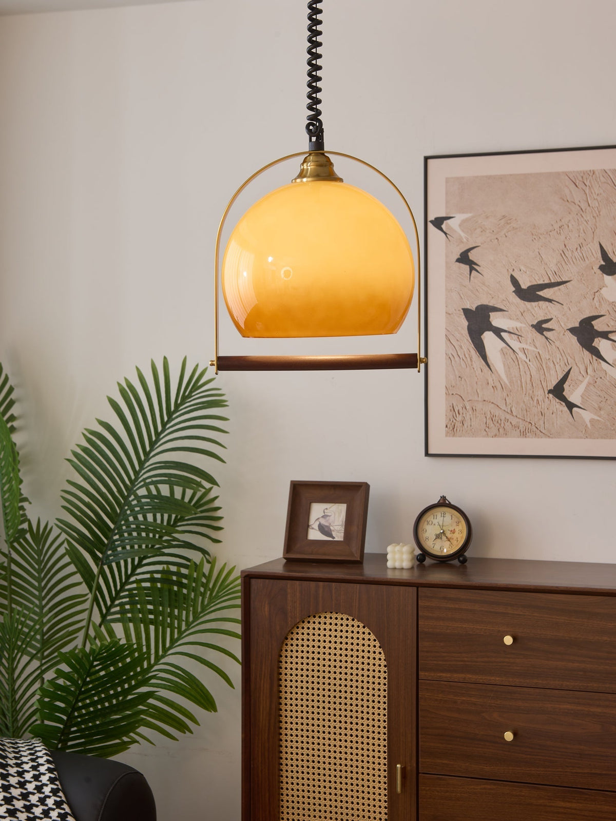 Halcyon zeitgenössische minimalistische Bogen-Holz-Pendelleuchte
