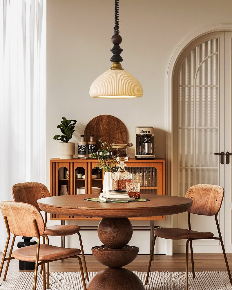 Halcyon zeitgenössische minimalistische Bogen-Holz-Pendelleuchte