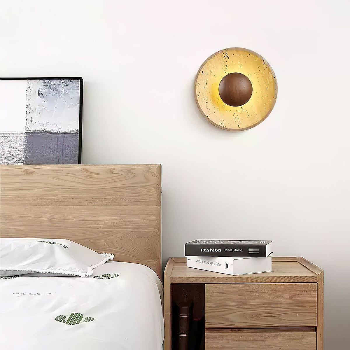 Aveny Rond Innenwandleuchte aus Travertin