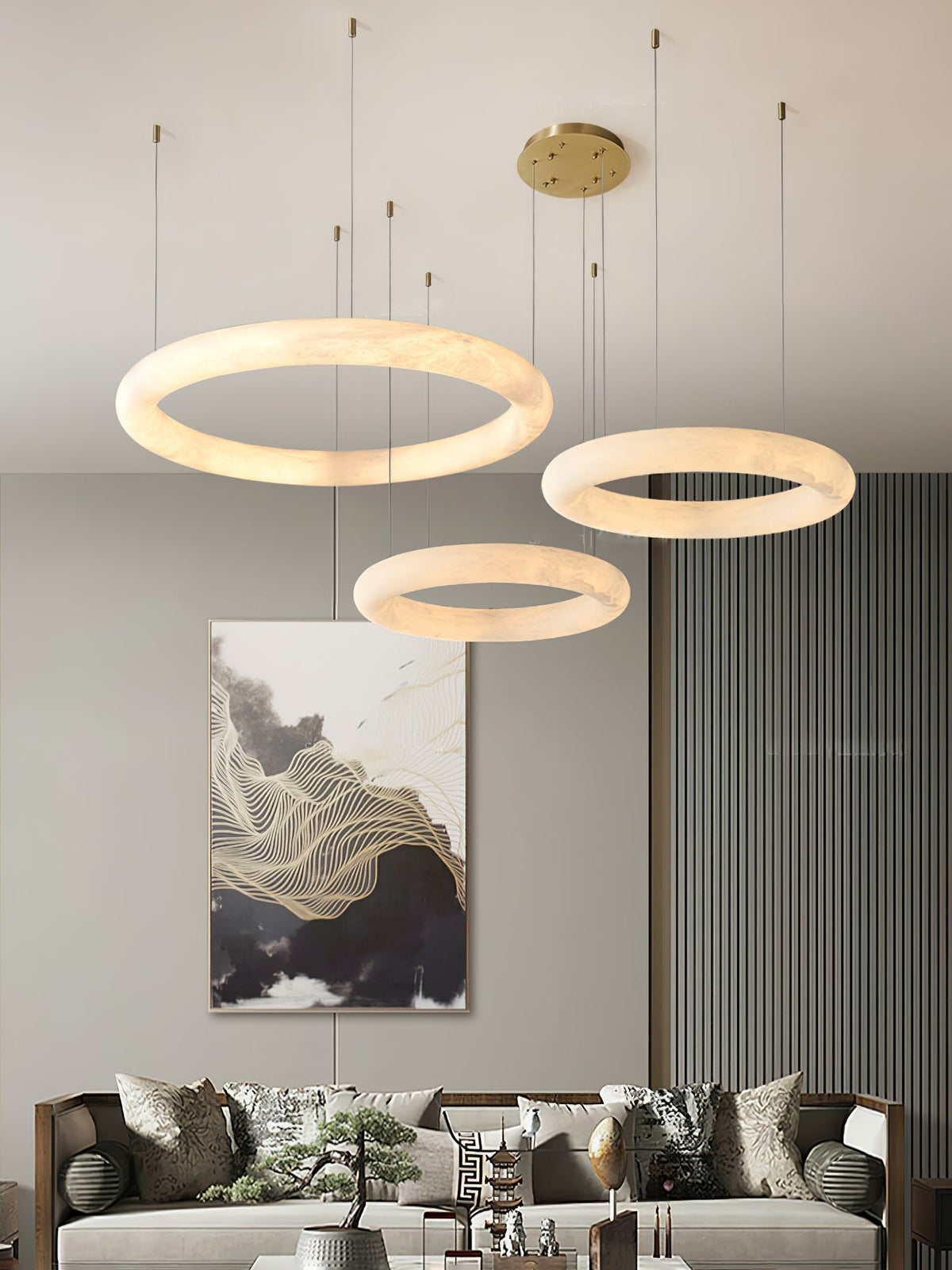 Erzorila runde Pendelleuchte aus Alabaster