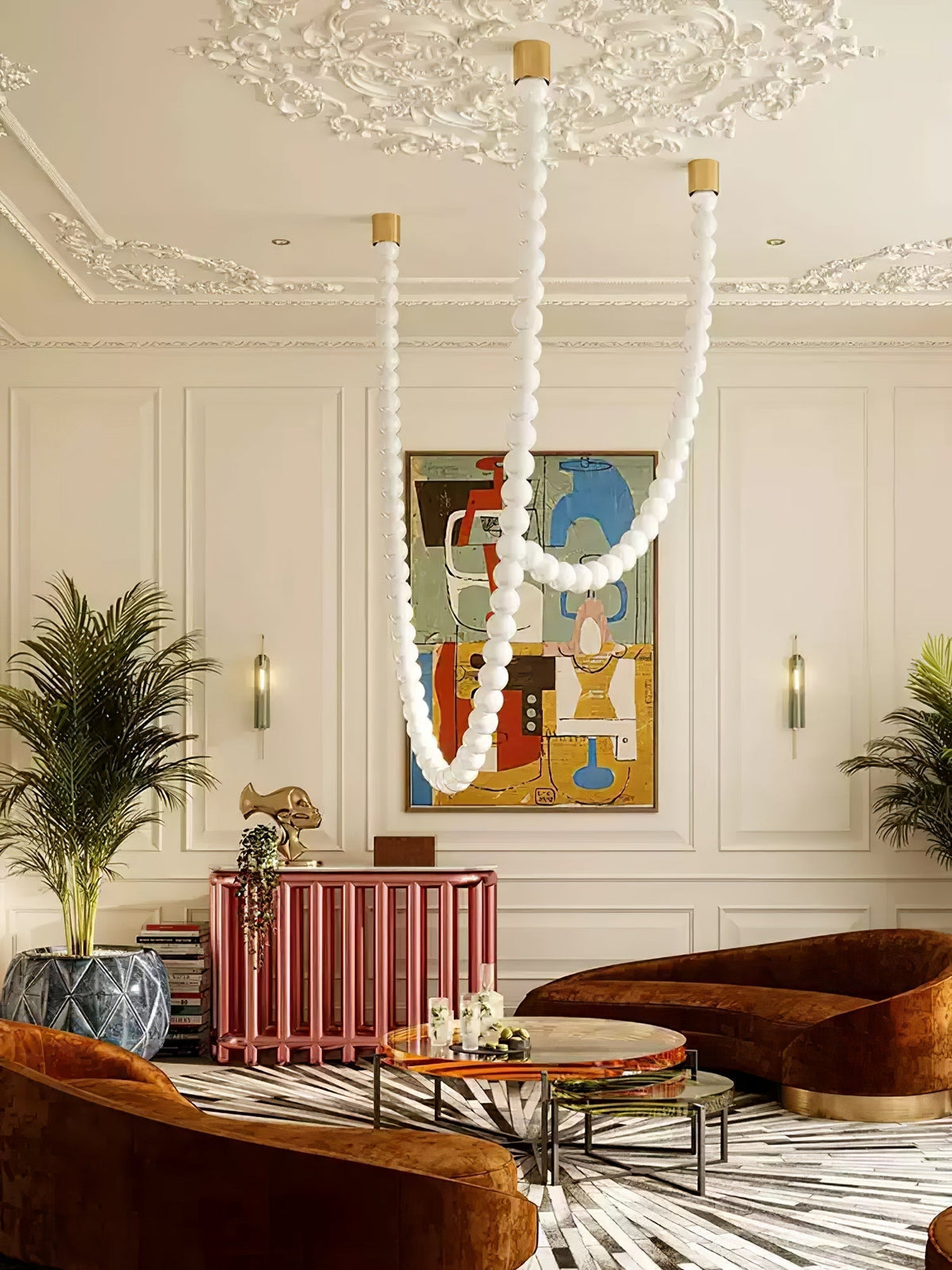 PearlCascade Kronleuchter aus Glas mit Kugeln