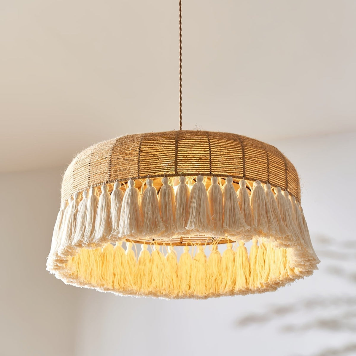 Boho Handgewebte Jute-Pendelleuchte